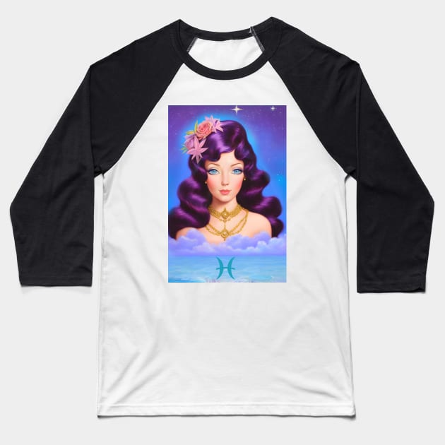 Pisces Girl Baseball T-Shirt by PurplePeacock